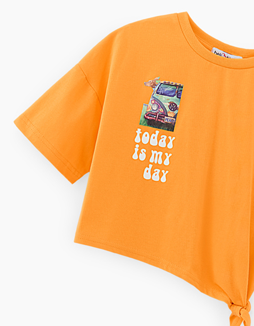 Футболка сочного оттенка маракуйя для девочки Футболка сочного оттенка маракуйя для девочки