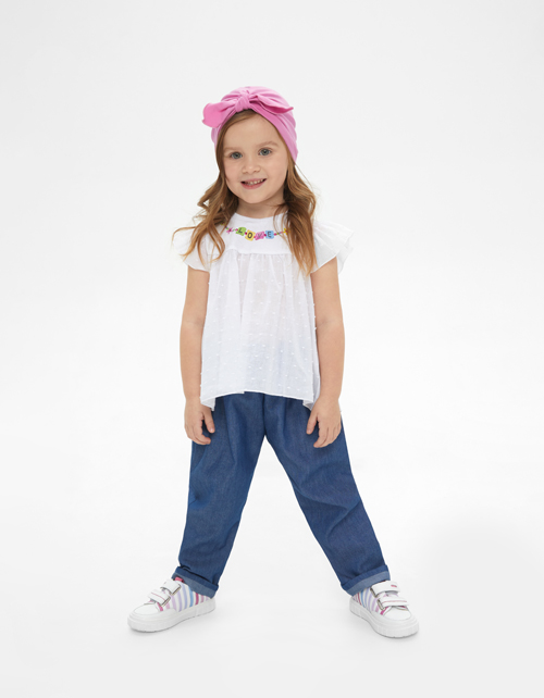 Брюки-джоггеры в оттенке деним для девочки