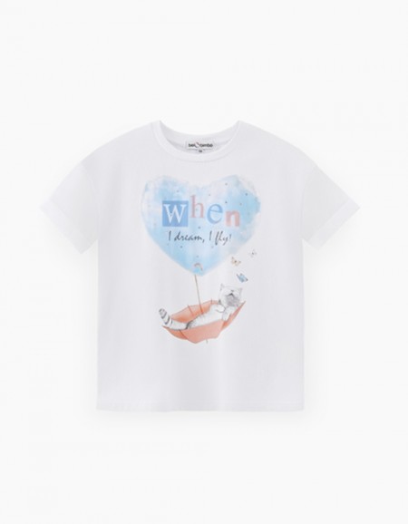 Авторская белая футболка для девочки