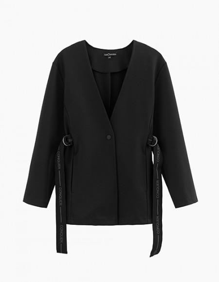 Удлинённый чёрный пиджак для девочки