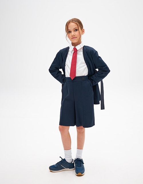 Тёмно-синие шорты-бермуды для девочки
