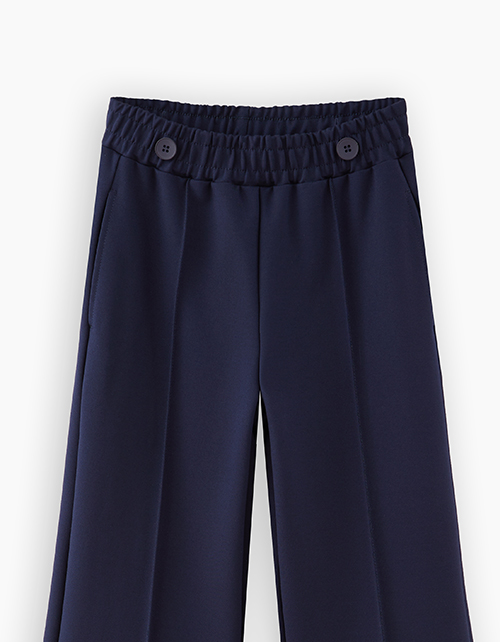 Тёмно-синие широкие брюки для девочки Тёмно-синие широкие брюки для девочки