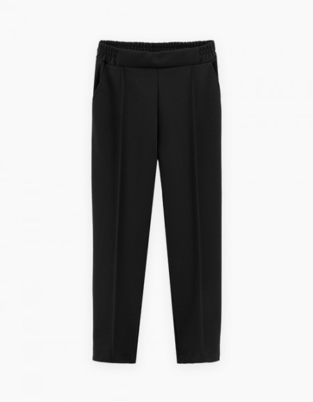 Зауженные чёрные школьные брюки для девочки