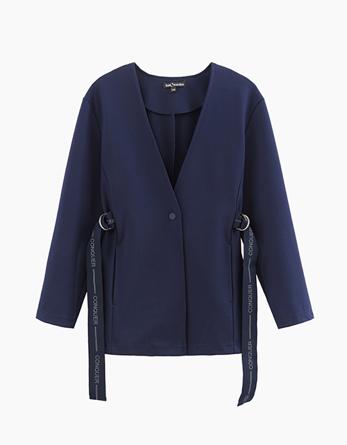 Удлинённый тёмно-синий пиджак для девочки