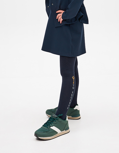 Тёмно-синие колготки с надписью