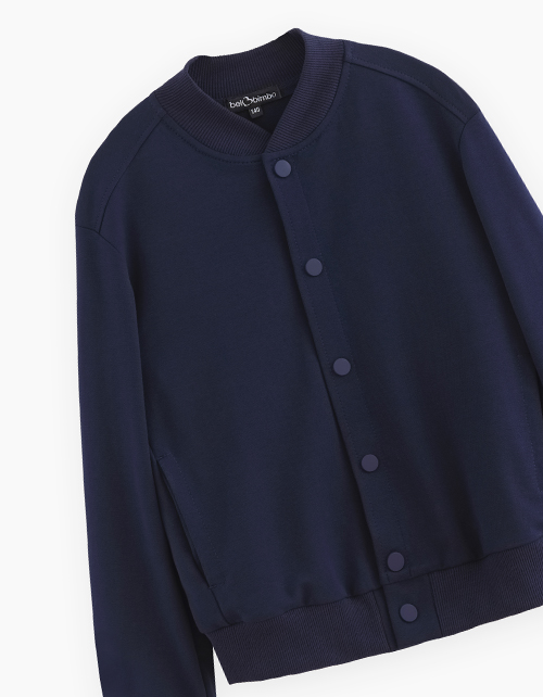 Тёмно-синий школьный жакет-бомбер для мальчика