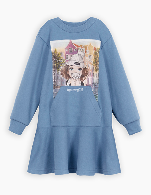 Темно-голубое платье для девочки