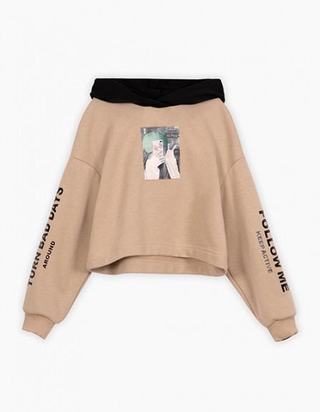 Худи бежевое для девочки