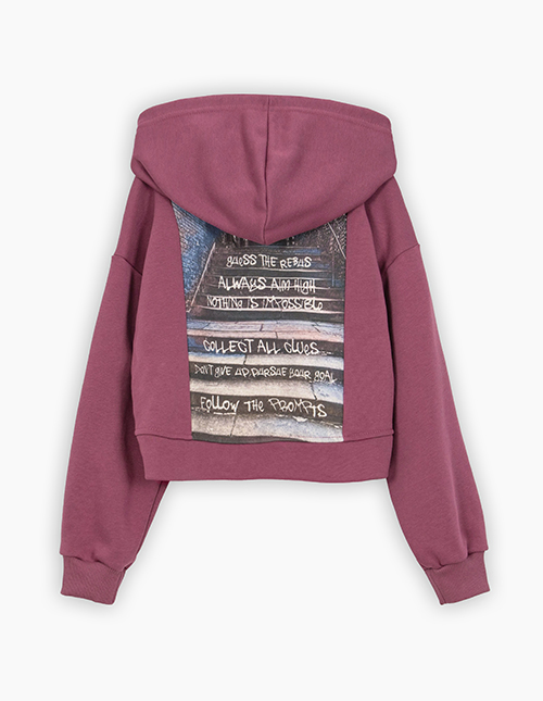 Худи на молнии оттенка бордо для девочки