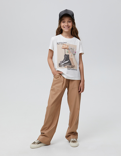 Брюки из эко-кожи для девочки