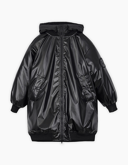 Чёрная куртка-бомбер осенняя для девочки