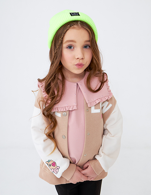 Бежевый бомбер для девочки Бежевый бомбер для девочки