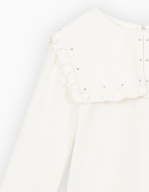 Лонгслив с воротником для девочки Лонгслив с воротником для девочки