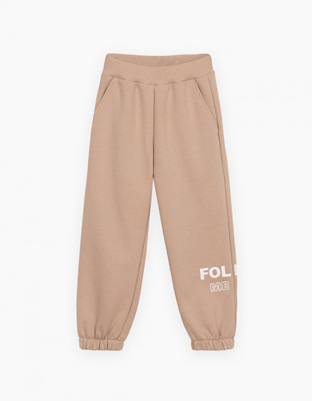 Бежевые брюки-джоггеры для девочки Бежевые брюки-джоггеры для девочки