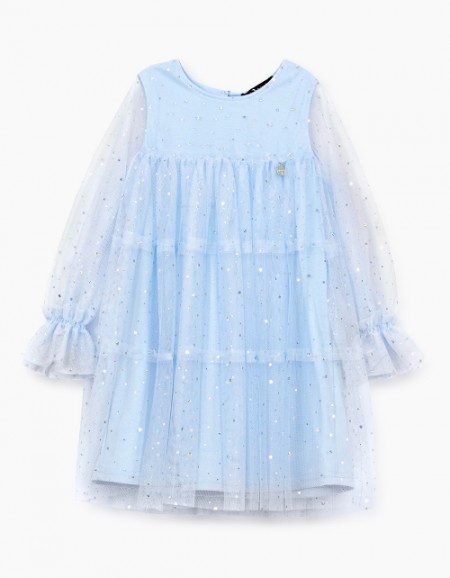 Небесно-голубое нарядное платье для девочки