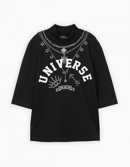 Нарядная чёрная футболка для девочки