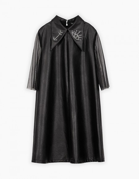 Чёрное платье из эко-кожи для девочки Чёрное платье из эко-кожи для девочки