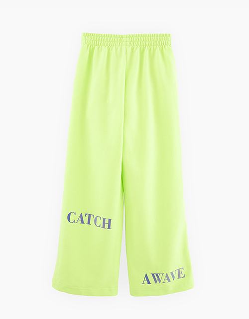 Широкие брюки оттенка кибер лайм для девочки