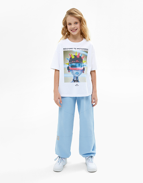 Брюки-джоггеры небесно-голубого оттенка для девочки Брюки-джоггеры небесно-голубого оттенка для девочки