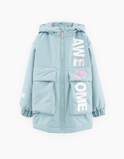 Серо-голубая весенняя куртка для девочки