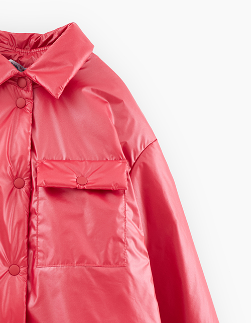 Яркая куртка-рубашка оттенка астропыль для девочки