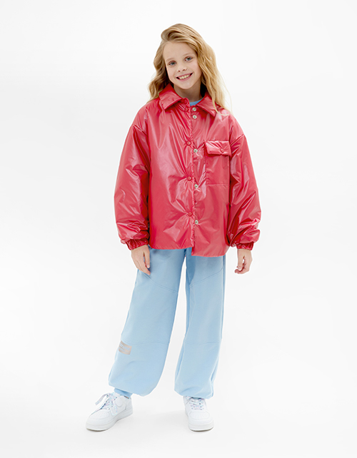 Яркая куртка-рубашка оттенка астропыль для девочки