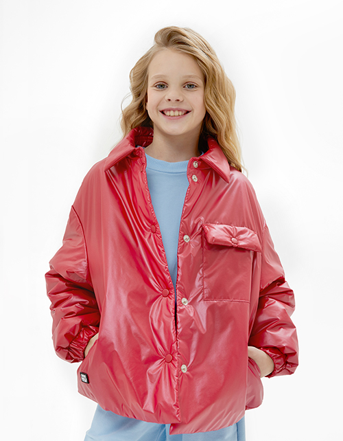 Яркая куртка-рубашка оттенка астропыль для девочки Яркая куртка-рубашка оттенка астропыль для девочки
