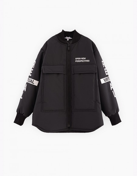 Чёрная куртка-бомбер для мальчика