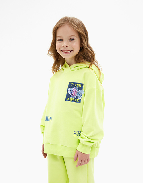 Худи оттенка кибер лайм для девочки