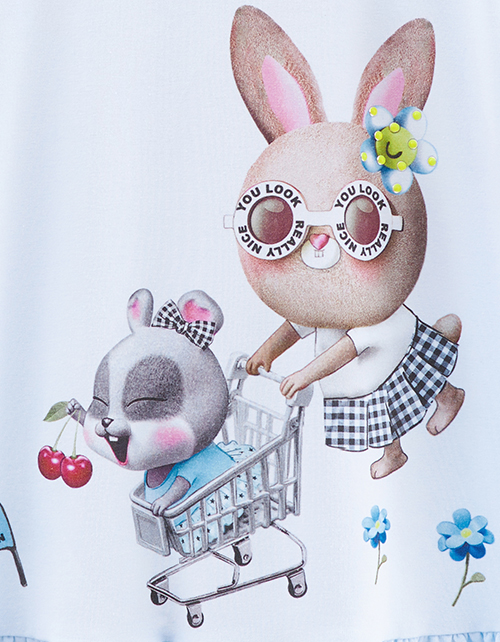 Голубое платье с коротким рукавом для девочки