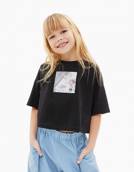 Чёрный кроп-топ для девочки