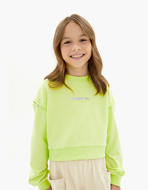 Свитшот в оттенке киберлайм для девочки