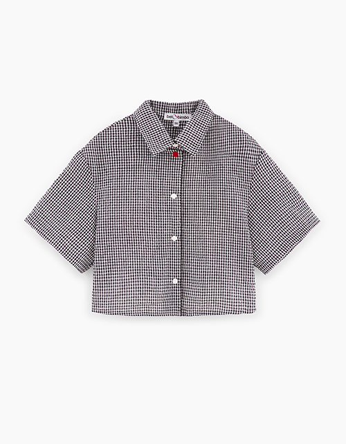 Клетчатая кроп-рубашка для девочки