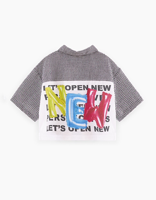 Клетчатая кроп-рубашка для девочки