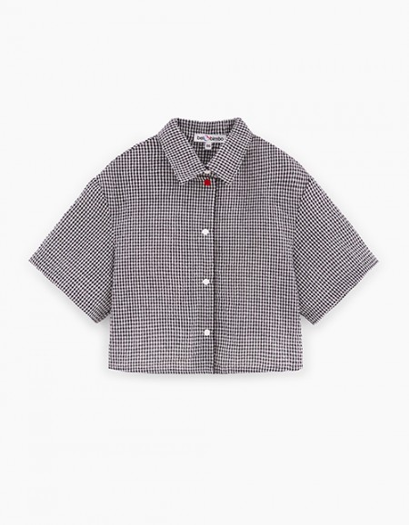 Клетчатая кроп-рубашка для девочки