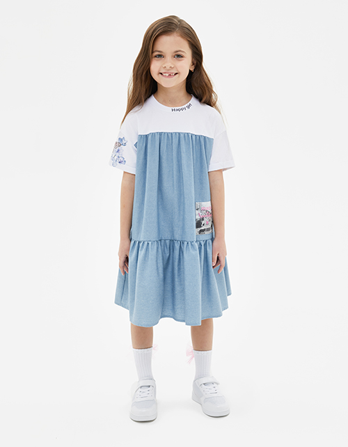 Романтичное платье с коротким рукавом для девочки Романтичное платье с коротким рукавом для девочки