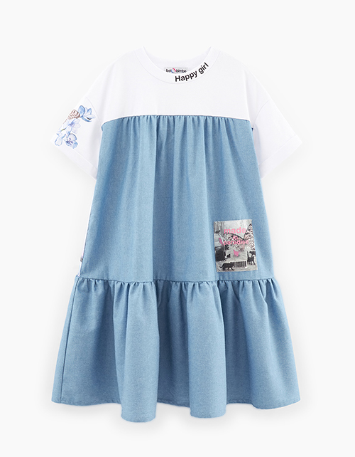 Романтичное платье с коротким рукавом для девочки Романтичное платье с коротким рукавом для девочки