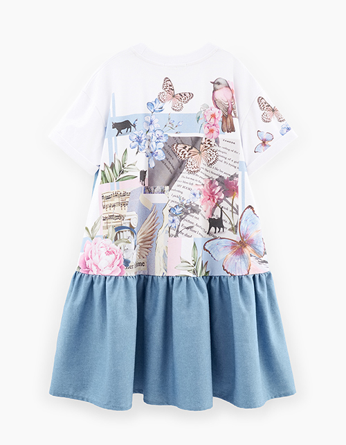 Романтичное платье с коротким рукавом для девочки Романтичное платье с коротким рукавом для девочки