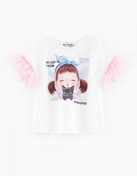 Дизайнерская белая футболка для девочки