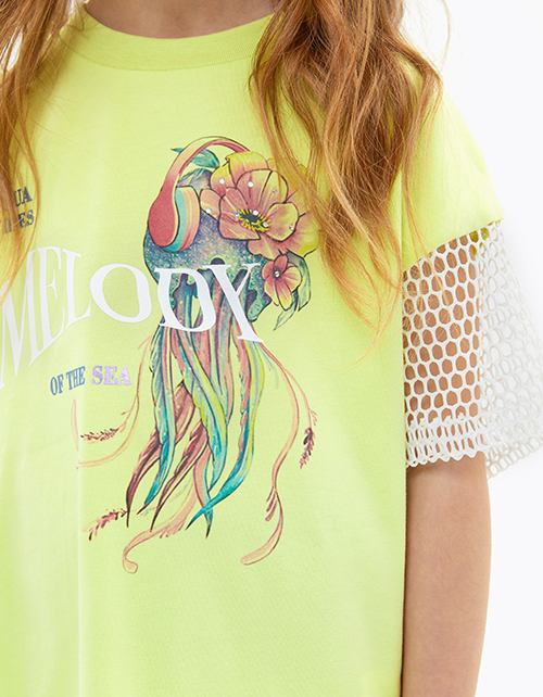 Футболка сочного оттенка киберлайм для девочки