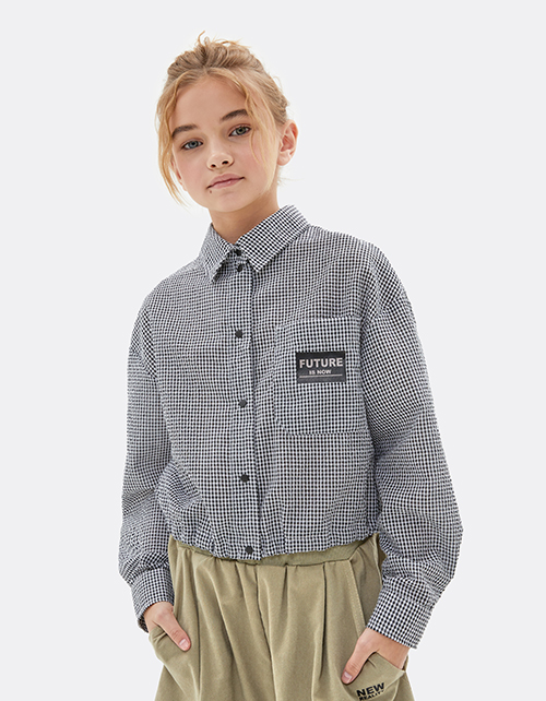 Кроп-рубашка в клетку для девочки Кроп-рубашка в клетку для девочки