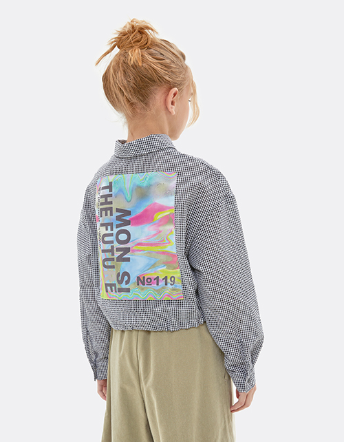 Кроп-рубашка в клетку для девочки Кроп-рубашка в клетку для девочки