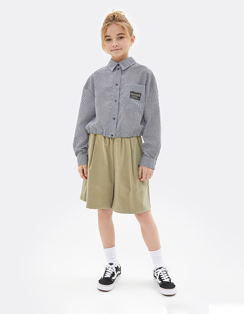 Кроп-рубашка в клетку для девочки Кроп-рубашка в клетку для девочки