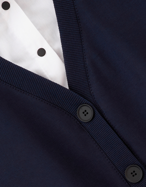 Укороченный тёмно-синий джемпер-обманка для девочки Укороченный тёмно-синий джемпер-обманка для девочки