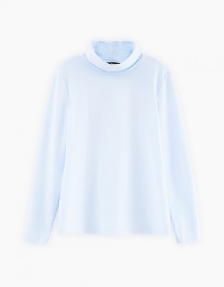 Хлопковая голубая водолазка для девочки