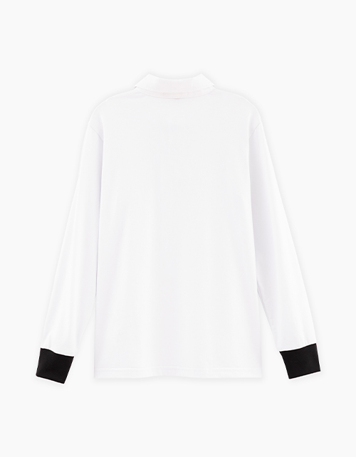 Белый лонгслив-поло для мальчика Белый лонгслив-поло для мальчика