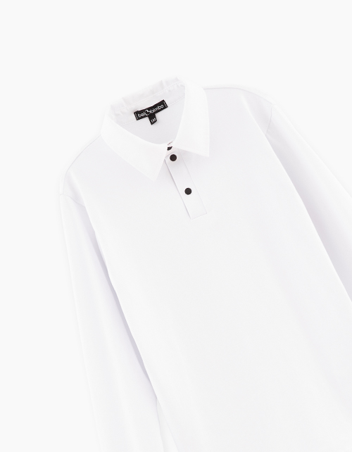 Белый лонгслив-поло для мальчика Белый лонгслив-поло для мальчика