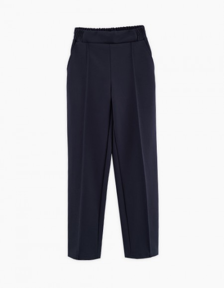 Зауженные тёмно-синие брюки для девочки