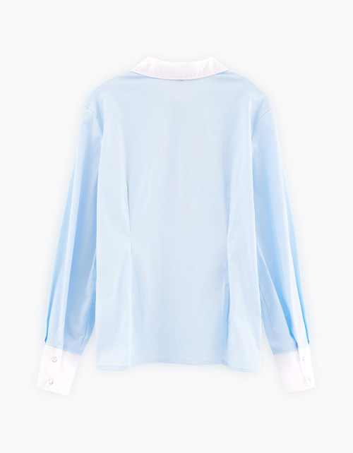 Голубая блузка с длинным рукавом для девочки Голубая блузка с длинным рукавом для девочки