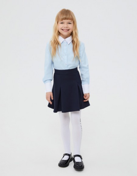 Голубая блузка с длинным рукавом для девочки